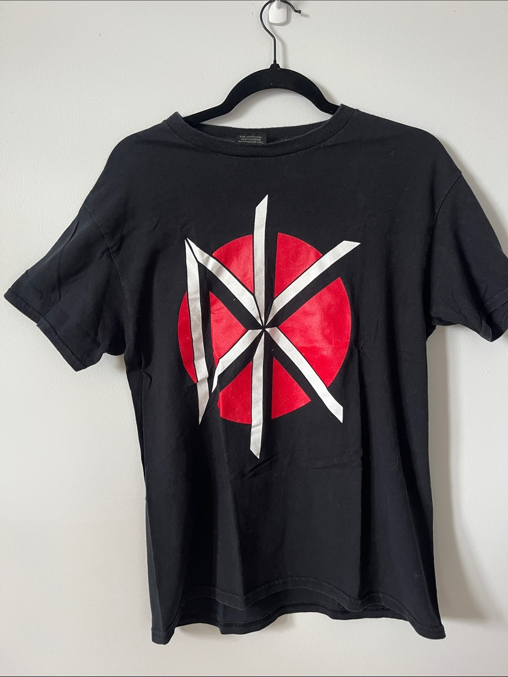 Black Graphic Cotton Tee with Red Circle Detail dead Kennedy's medium